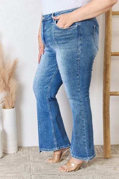 RISEN Full Size High Rise Ankle Flare Jeans - Trendsi - Flyclothing LLC