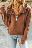 Half-Zip Thumbhole Sleeve Hoodie - Trendsi - Flyclothing LLC