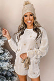 Round Neck Dropped Shoulder Star Print Top and Shorts Lounge Set - Trendsi - Flyclothing LLC