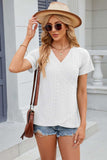Eyelet Surplice Short Sleeve T-Shirt - Trendsi - Flyclothing LLC