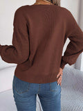 Square Neck Mixed Knit Sweater - Trendsi - Flyclothing LLC