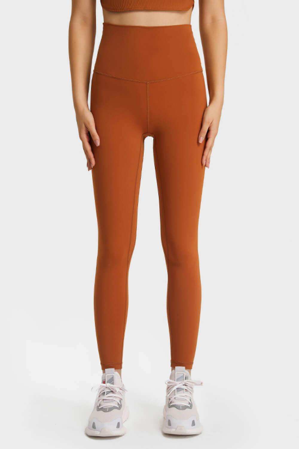 Feel Like Skin Elastic Waistband Yoga Leggings - Trendsi - Flyclothing LLC