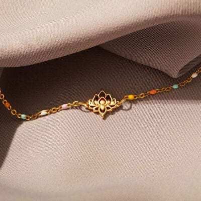 Lotus Shape 18K Gold-Plated Bead Bracelet - Trendsi - Flyclothing LLC