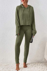 Lettuce Hem Dropped Shoulder Hooded Top and Pants Set - Trendsi - Flyclothing LLC