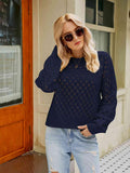 Openwork Round Neck Sweater - Trendsi