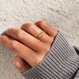 925 Sterling Silver Inlaid Zircon Wrapped Knot Ring - Trendsi