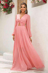 Twist Front Cutout Long Sleeve Dress - Trendsi - Flyclothing LLC