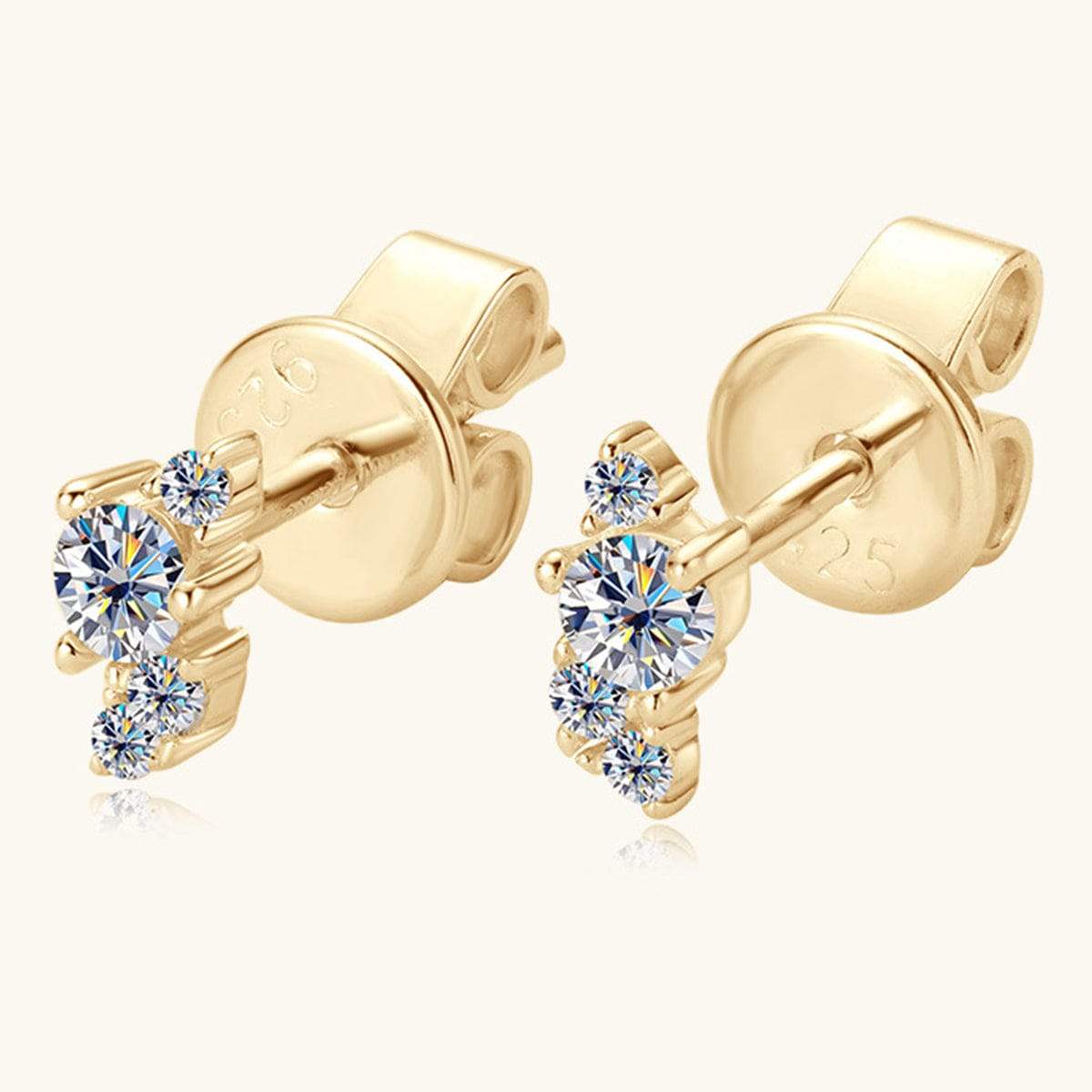 925 Sterling Silver Moissanite Stud Earrings - Trendsi - Flyclothing LLC