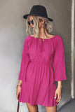 Tie Neck Flare Sleeve Mini Dress - Trendsi