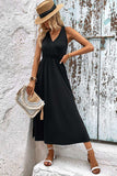 Surplice Neck Slit Sleeveless Dress - Trendsi - Flyclothing LLC