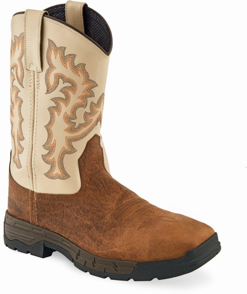 Old West Brown Oyster Square Toe Mens Work Boots - Flyclothing LLC