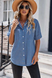 Button Front Collared Short Sleeve Shirt - Trendsi - Flyclothing LLC