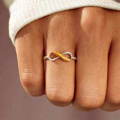 Feather 925 Sterling Silver Zircon Ring - Trendsi