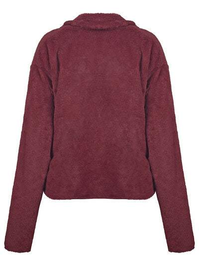 Plush Open Front Dropped Shoulder Jacket - Trendsi - Flyclothing LLC