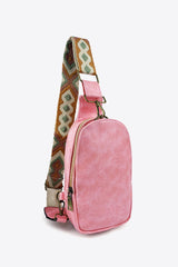 Adjustable Strap PU Leather Sling Bag - Trendsi