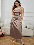 Plus Size Lace-Up Spaghetti Strap Split Night Dress - Trendsi