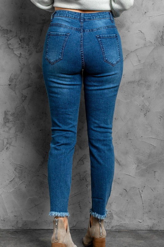 Stylish Distressed Cropped Jeans - Flyclothing LLC