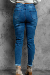 Stylish Distressed Cropped Jeans - Flyclothing LLC