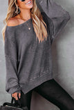 Dropped Shoulder Slit Sweatshirt - Trendsi - Flyclothing LLC
