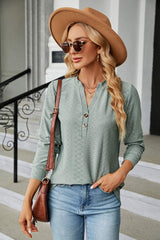 Notched Long Sleeve T-Shirt - Trendsi - Flyclothing LLC