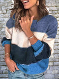 Color Block Round Neck Sweater - Trendsi - Flyclothing LLC