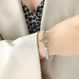 Zircon Titanium Steel Closure Bracelet - Trendsi - Flyclothing LLC