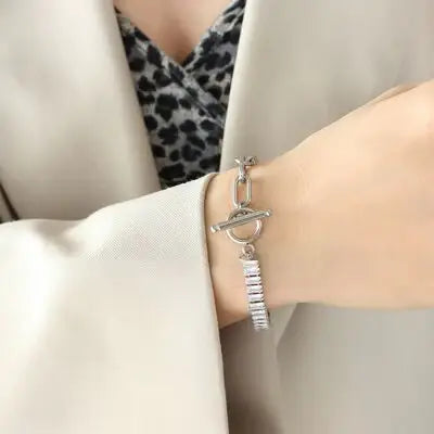 Zircon Titanium Steel Closure Bracelet - Trendsi - Flyclothing LLC