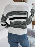 Striped Collared Neck Long Sleeve Sweater - Trendsi - Flyclothing LLC