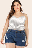 Plus Size Striped Tie-Back Cropped Cami - Trendsi