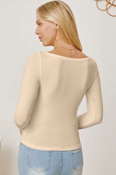 Square Neck Long Sleeve T-Shirt - Trendsi - Flyclothing LLC
