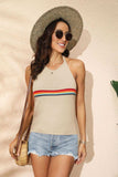 Rainbow Stripe Halter Neck Knit Tank - Trendsi - Flyclothing LLC
