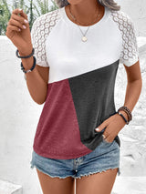 Color Block Raglan Sleeve Round Neck Tee - Trendsi - Flyclothing LLC
