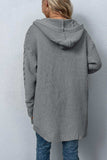 Cable-Knit Dropped Shoulder Hooded Cardigan - Trendsi - Flyclothing LLC