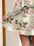 Printed Tie Neck Long Sleeve Dress - Trendsi - Flyclothing LLC