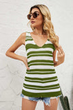 Striped V-Neck Knit Tank - Trendsi - Flyclothing LLC
