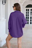 Dropped Shoulder Longline Shirt - Trendsi