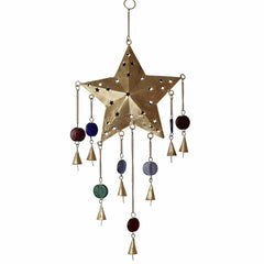 Handcrafted Ornate Star Chime, Recycled Iron and Glass Beads - Asha Handicrafts