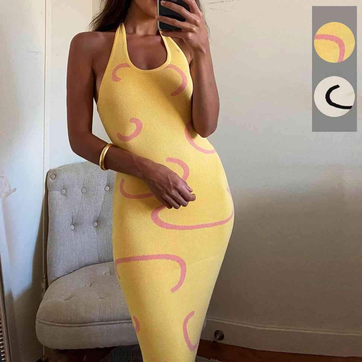 Halter Neck Midi Sweater Dress - Trendsi - Flyclothing LLC