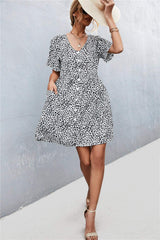 Printed Button down Pocketed Dress - Trendsi - Flyclothing LLC