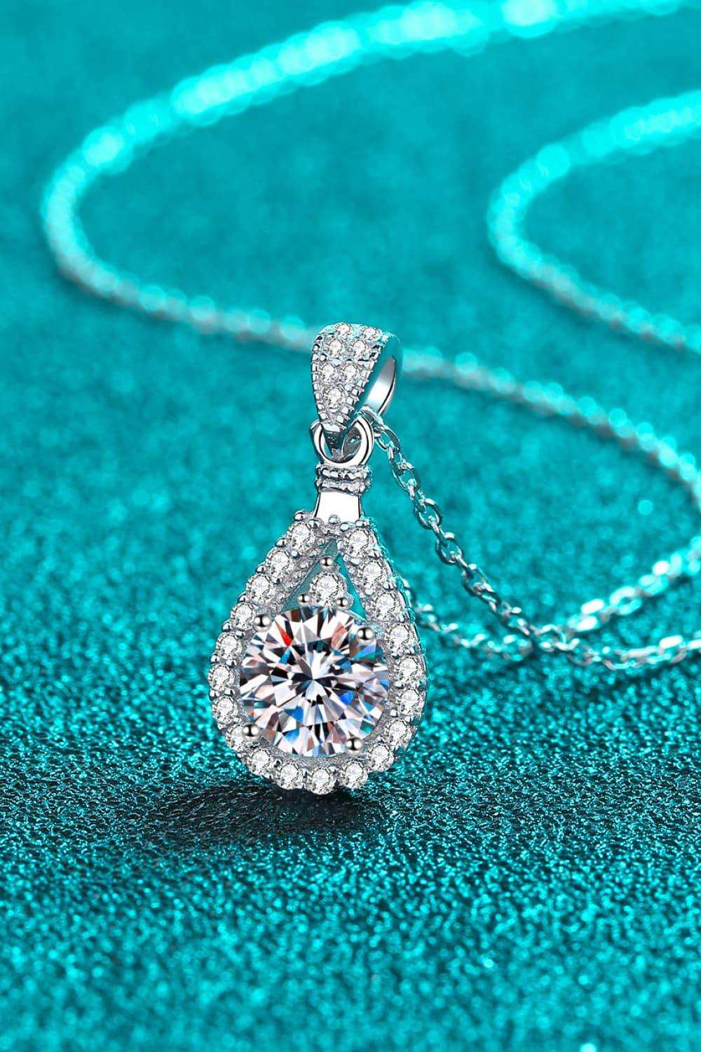 2 Carat Moissanite Teardrop Pendant 925 Sterling Silver Necklace - Trendsi - Flyclothing LLC