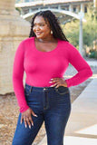 Basic Bae Full Size Round Neck Long Sleeve Bodysuit - Trendsi - Flyclothing LLC