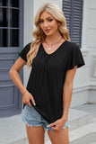 V-Neck Flutter Sleeve T-Shirt - Trendsi
