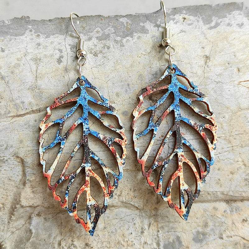 Leaf Shape Wooden Dangle Earrings - Trendsi - Flyclothing LLC