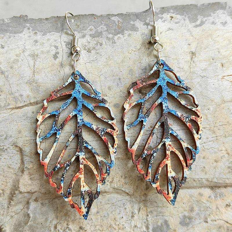 Leaf Shape Wooden Dangle Earrings - Trendsi - Flyclothing LLC