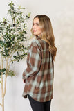 Double Take Plaid Dropped Shoulder Shirt - Trendsi