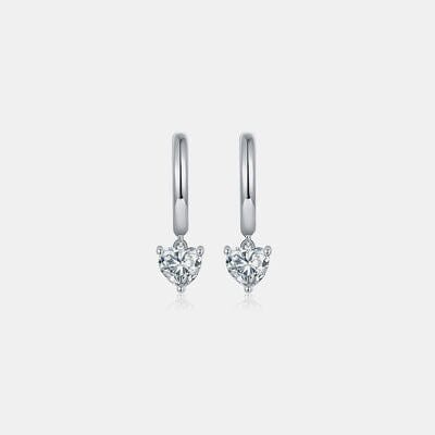 1 Carat Moissanite 925 Sterling Silver Heart Earrings - Trendsi