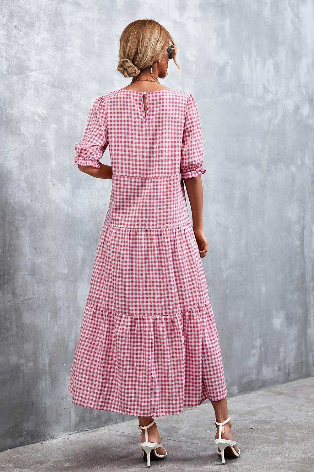 Printed Flounce Sleeve Tiered Dress - Trendsi - Flyclothing LLC