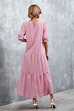 Printed Flounce Sleeve Tiered Dress - Trendsi