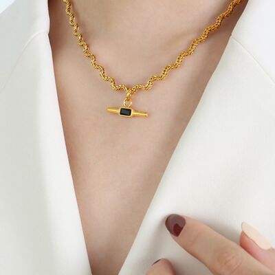 Stainless Steel Glass Cone Shaped Pendant Necklace - Trendsi - Flyclothing LLC