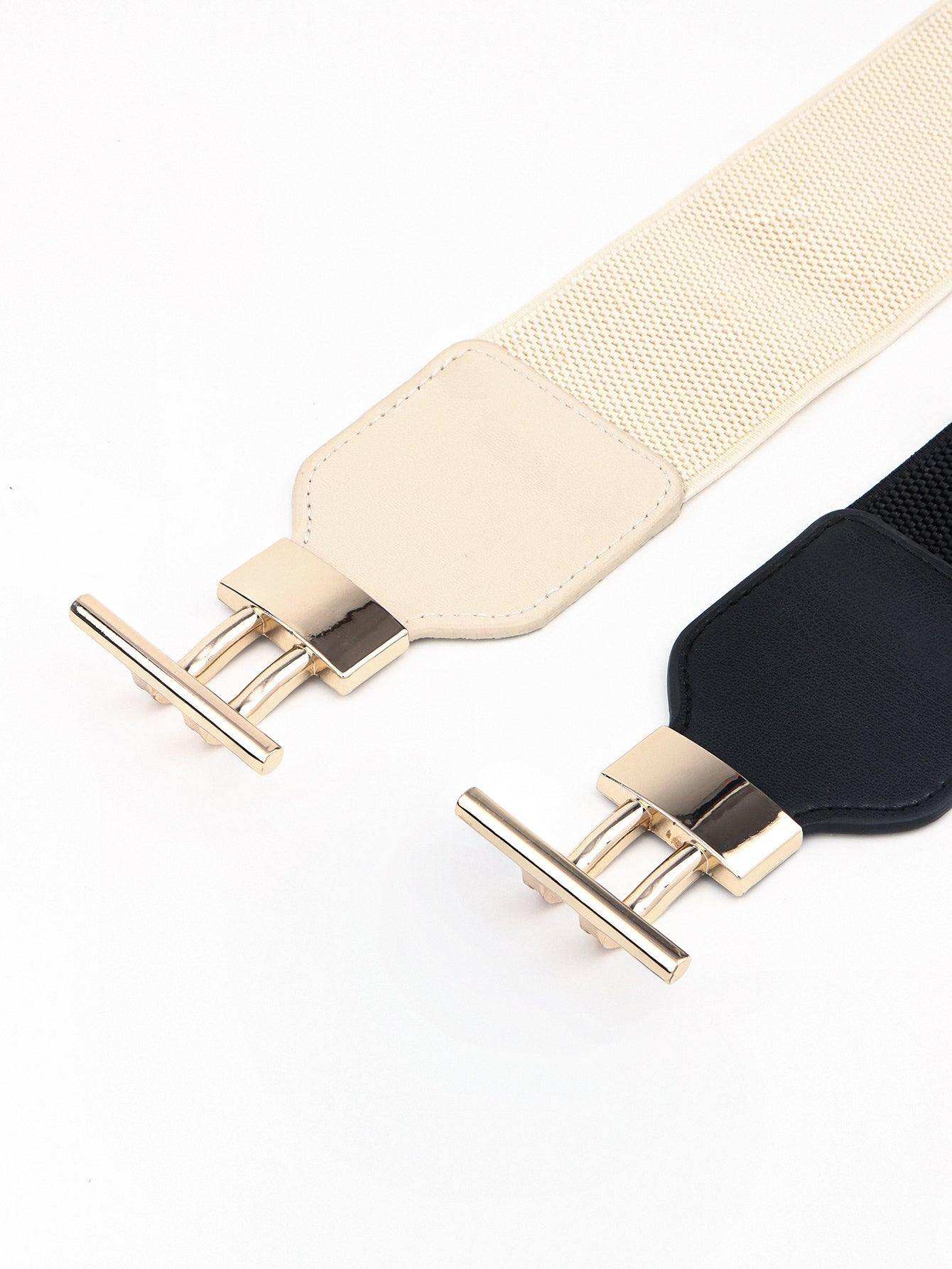 PU Elastic Wide Belt with Alloy Buckle - Trendsi - Flyclothing LLC